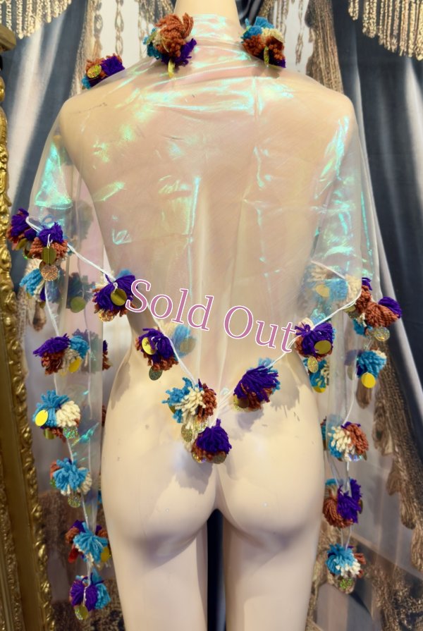 画像1: ポンポンコインMIXヘッドスカーフ no.4