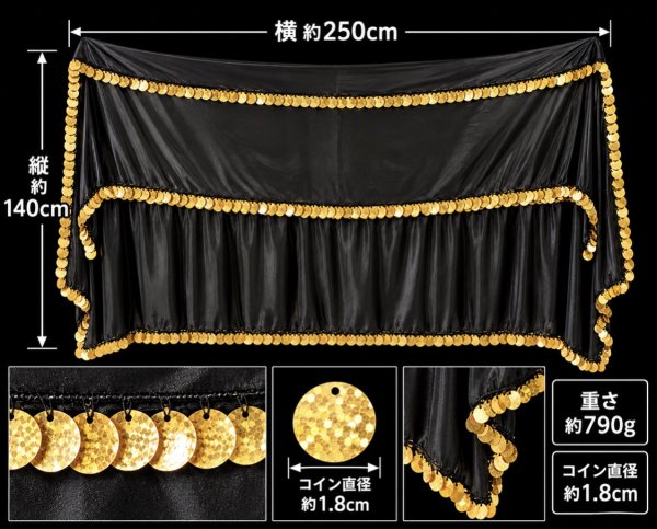 画像2: ミラーヤベール（Miraya)　黒×ゴールドコイン