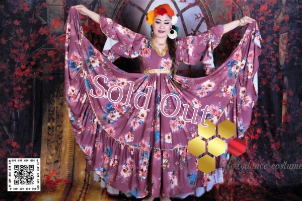 画像9: 花柄ファラーヒガラベーヤ(ポンポンスカーフ付き