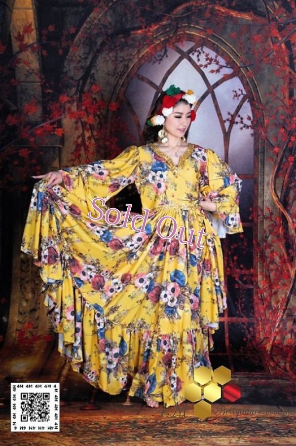 画像5: 花柄ファラーヒガラベーヤ(ポンポンスカーフ付き