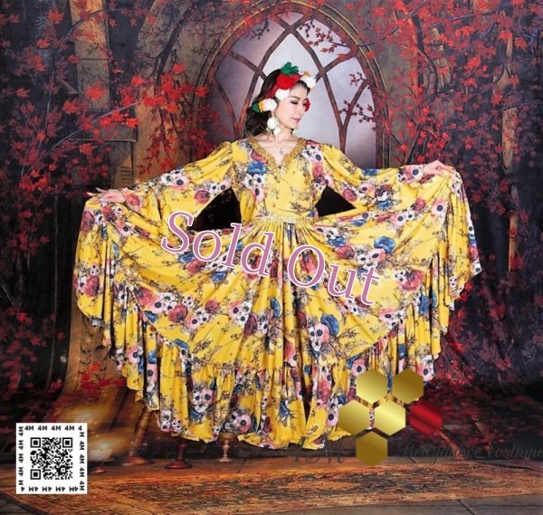 画像6: 花柄ファラーヒガラベーヤ(ポンポンスカーフ付き