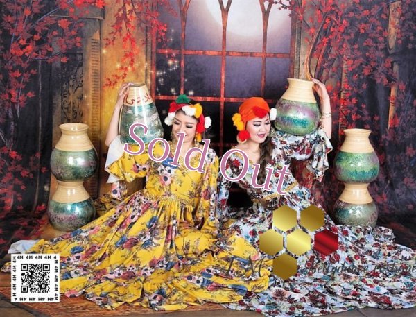 画像3: 花柄ファラーヒガラベーヤ(ポンポンスカーフ付き