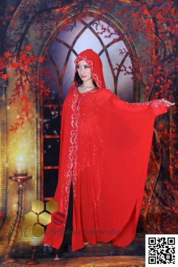 画像1: Abaya(アバヤ) フード付きレッド