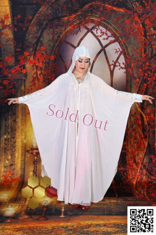 画像1: Abaya(アバヤ)  フード付きホワイト