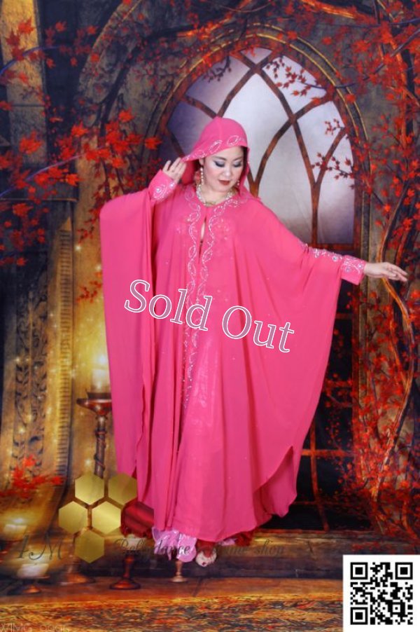 画像1: Abaya(アバヤ)　フード付きピンク