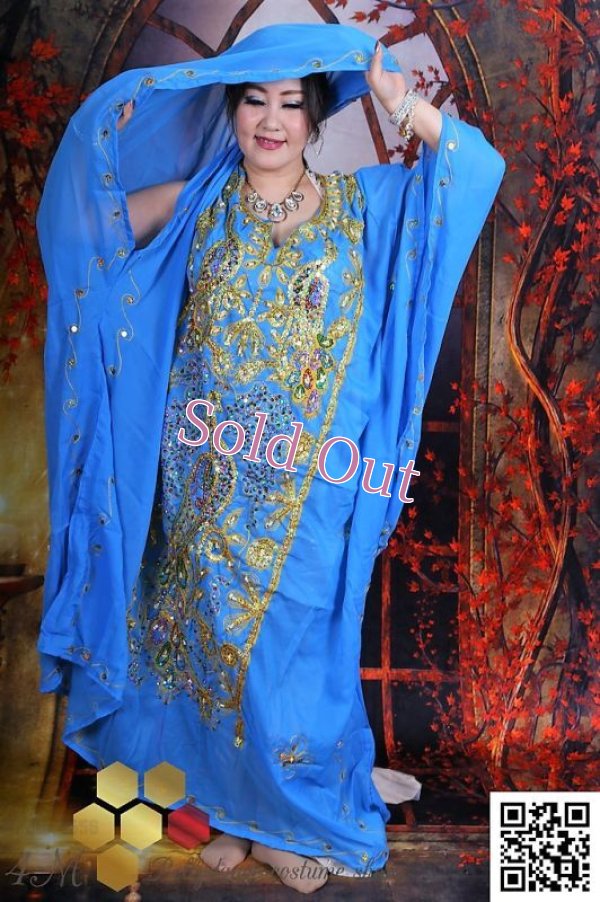 画像1: ハリージ(Khaleej) 　クジャク刺繍　ライトブルー