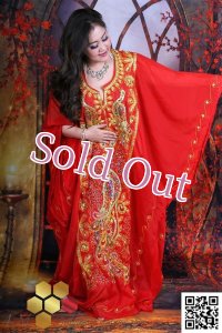 ハリージ(Khaleej) 　クジャク刺繍　レッド