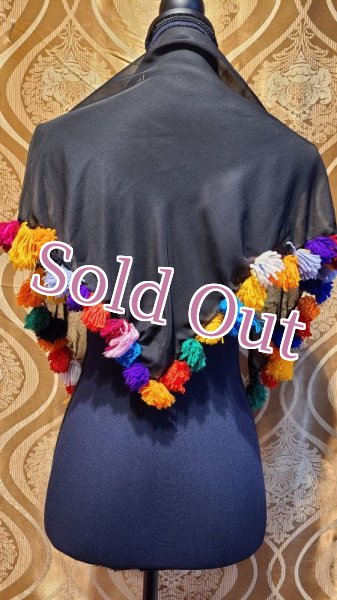 画像1: ポンポン付きスカーフ  (1)