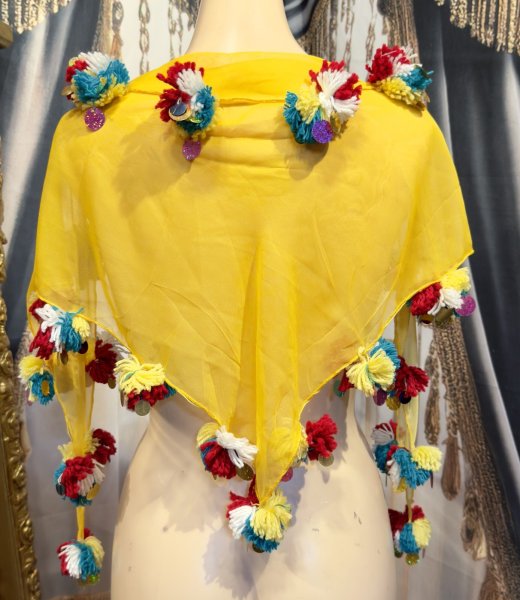 画像1: ポンポンコインMIXヘッドスカーフ no.8 (1)