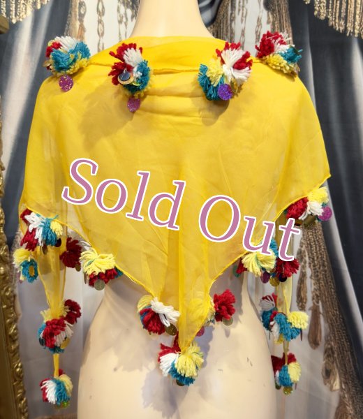 画像1: ポンポンコインMIXヘッドスカーフ no.8 (1)