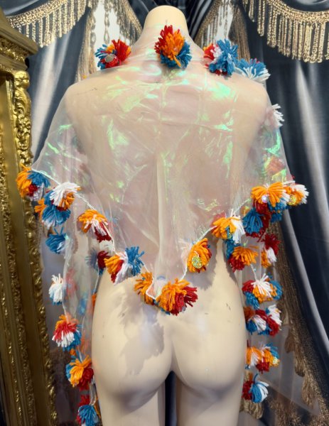 画像1: ポンポンコインMIXヘッドスカーフ no.3 (1)