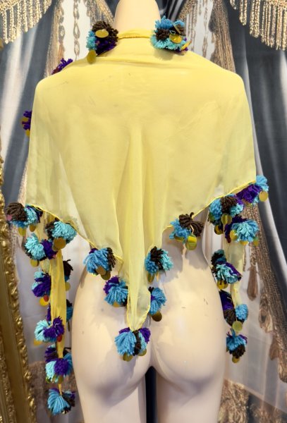 画像1: ポンポンコインMIXヘッドスカーフ no.7 (1)