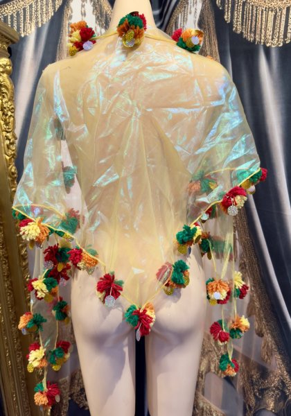 画像1: ポンポンコインMIXヘッドスカーフ no.5 (1)