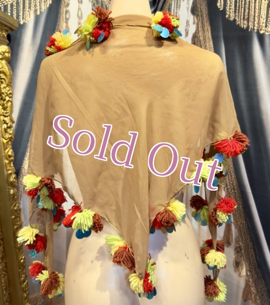 画像1: ポンポンコインMIXヘッドスカーフ no.10 (1)