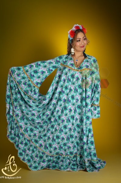 画像1: 花柄ファラーヒガラベーヤ(ポンポンスカーフ付き (1)