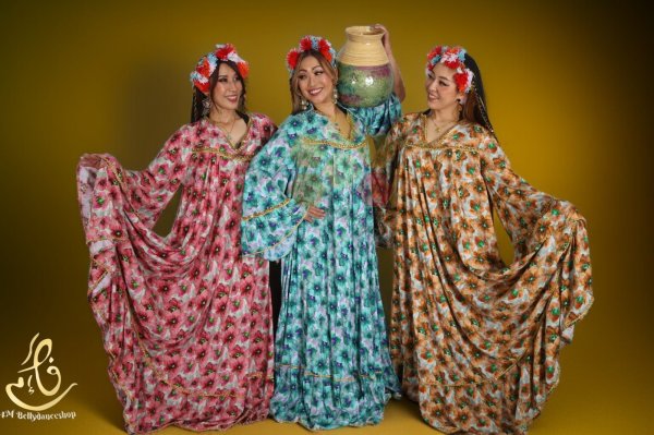 画像5: 花柄ファラーヒガラベーヤ(ポンポンスカーフ付き (5)