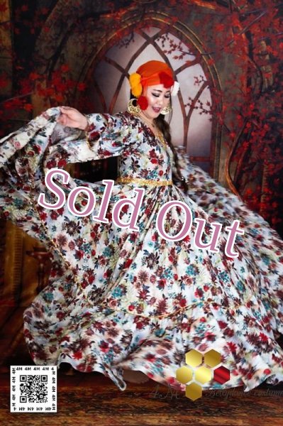 画像11: 花柄ファラーヒガラベーヤ(ポンポンスカーフ付き (11)