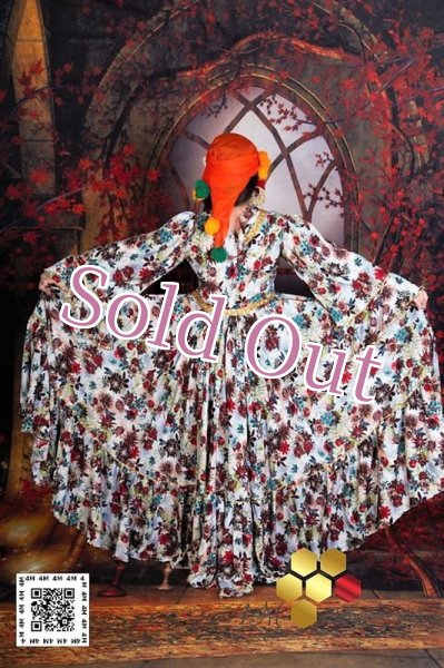 画像12: 花柄ファラーヒガラベーヤ(ポンポンスカーフ付き (12)