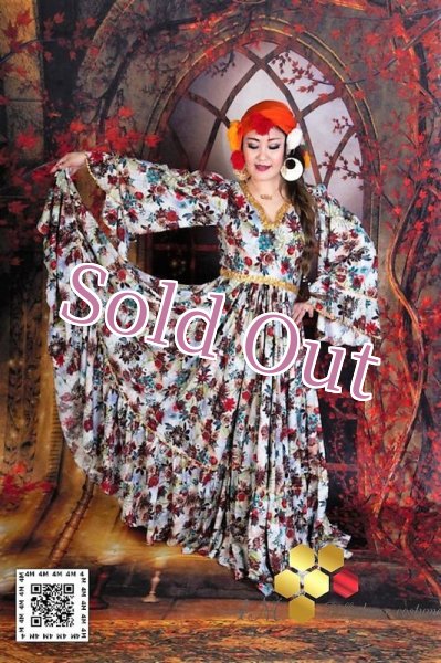 画像13: 花柄ファラーヒガラベーヤ(ポンポンスカーフ付き (13)