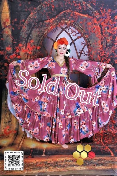 画像10: 花柄ファラーヒガラベーヤ(ポンポンスカーフ付き (10)