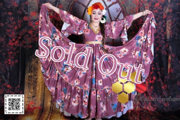 画像9: 花柄ファラーヒガラベーヤ(ポンポンスカーフ付き (9)