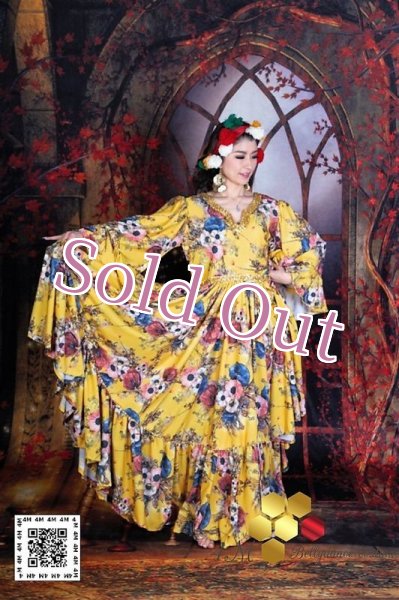 画像5: 花柄ファラーヒガラベーヤ(ポンポンスカーフ付き (5)