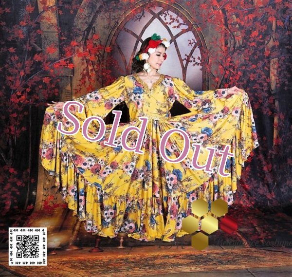 画像6: 花柄ファラーヒガラベーヤ(ポンポンスカーフ付き (6)