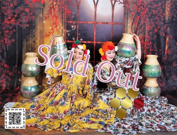 画像3: 花柄ファラーヒガラベーヤ(ポンポンスカーフ付き (3)