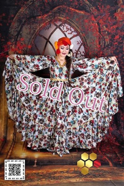 画像2: 花柄ファラーヒガラベーヤ(ポンポンスカーフ付き (2)