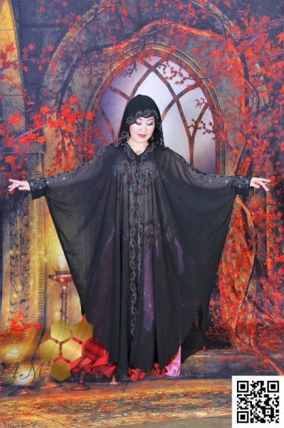 画像1: Abaya(アバヤ)　フード付きブラック (1)