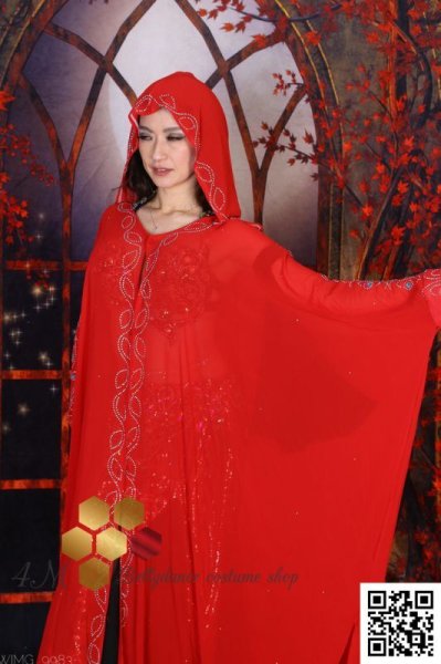 画像2: Abaya(アバヤ) フード付きレッド (2)