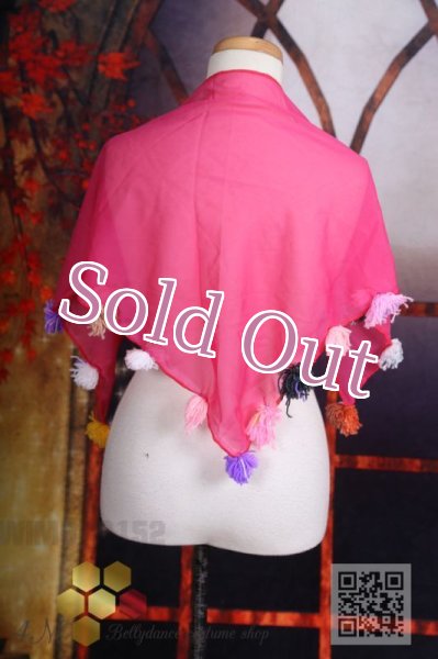 画像2: ポンポン付きスカーフ  (2)