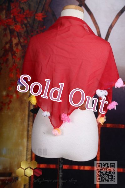 画像2: ポンポン付きスカーフ  (2)