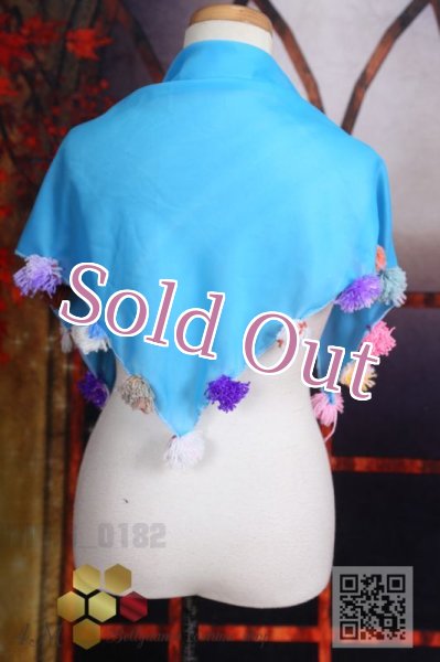 画像1: ポンポン付きスカーフ  (1)