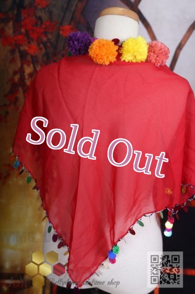 画像1: ポンポン付きスカーフ  (1)